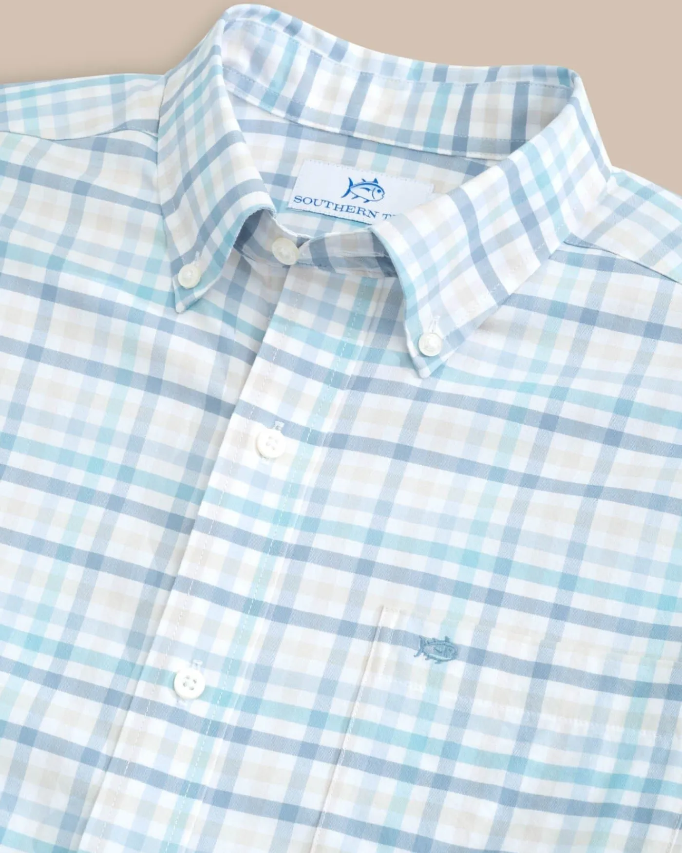 Cheap Southern Tide Coastal Passage Pelham Gingham Long Sleeve Sport Shirt