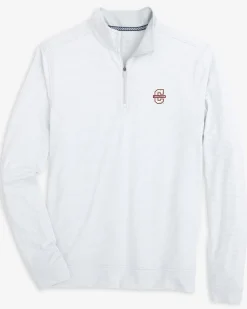 Hot Southern Tide College Of Charleston Cougars Cruiser Micro-Stripe Heather Quarter Zip Heather Slate Grey