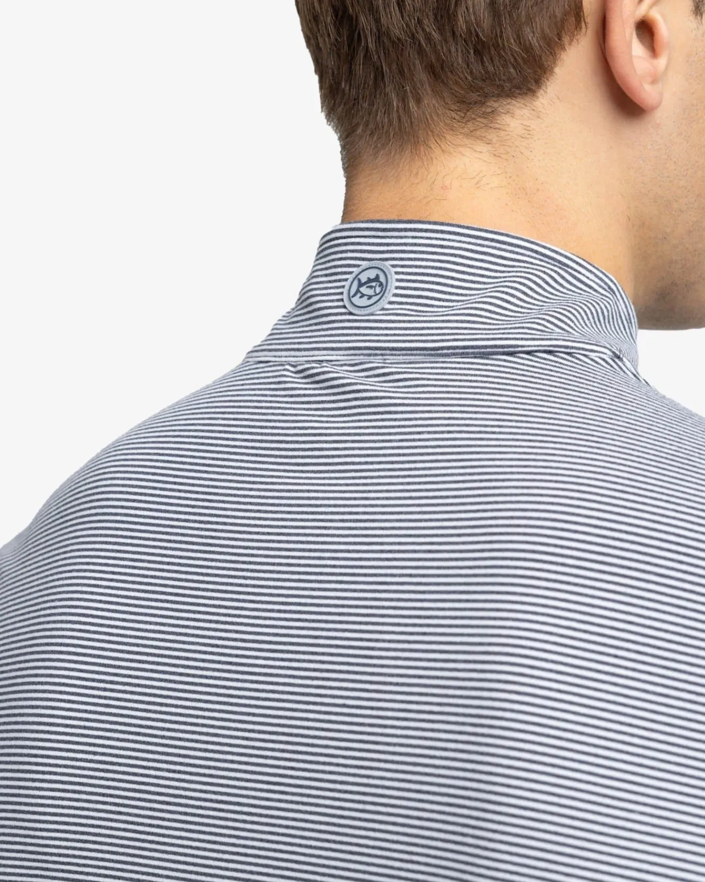 New Southern Tide Cruiser Micro-Stripe Heather Quarter Zip
