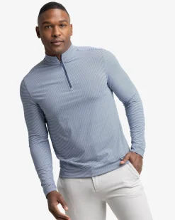 New Southern Tide Cruiser Micro-Stripe Heather Quarter Zip