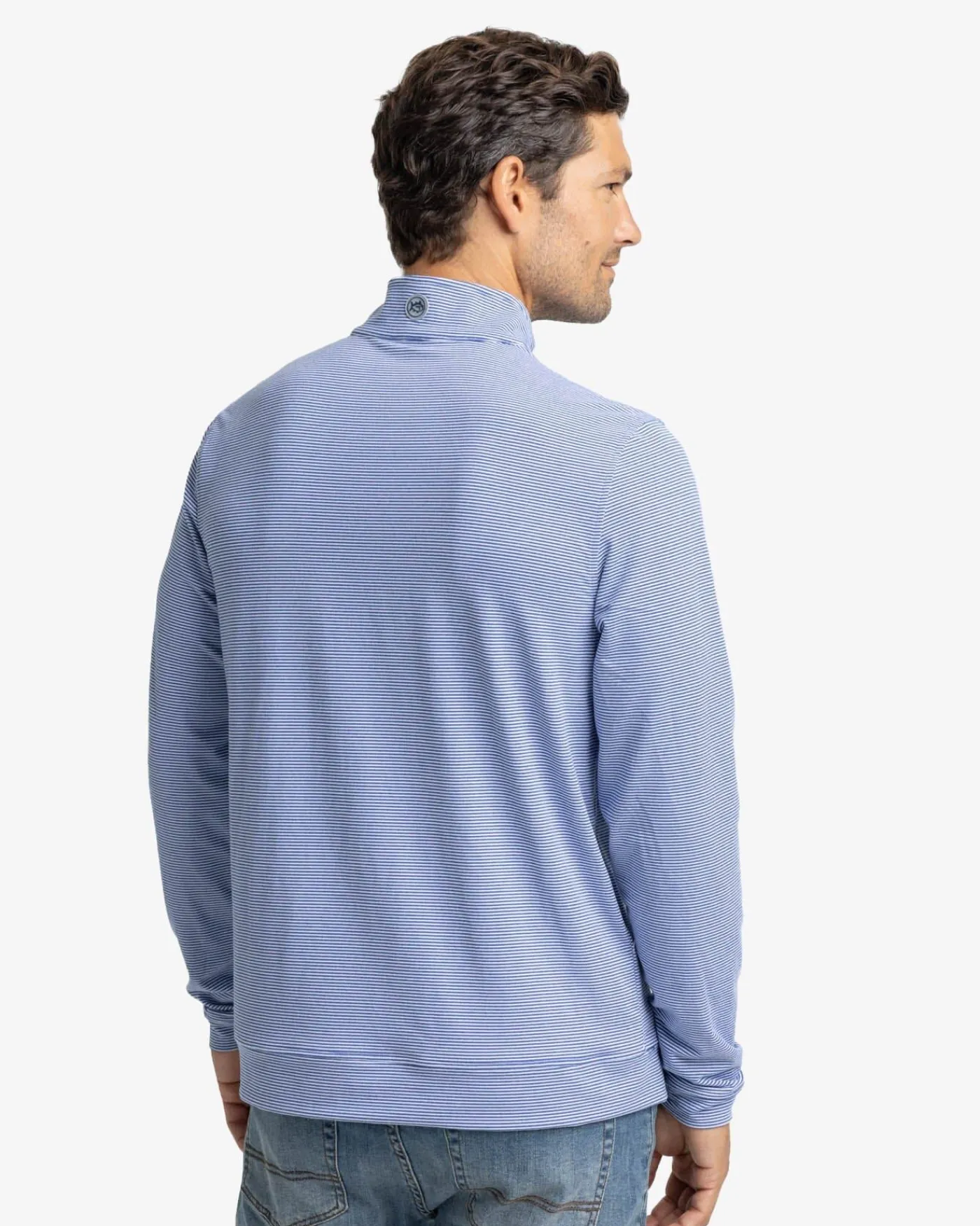 New Southern Tide Cruiser Micro-Stripe Heather Quarter Zip