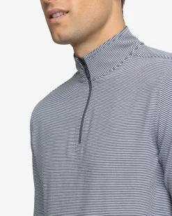 New Southern Tide Cruiser Micro-Stripe Heather Quarter Zip