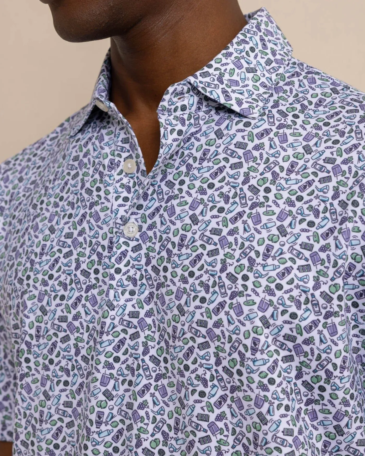 Outlet Southern Tide Driver Dazed And Transfused Printed Polo Classic White