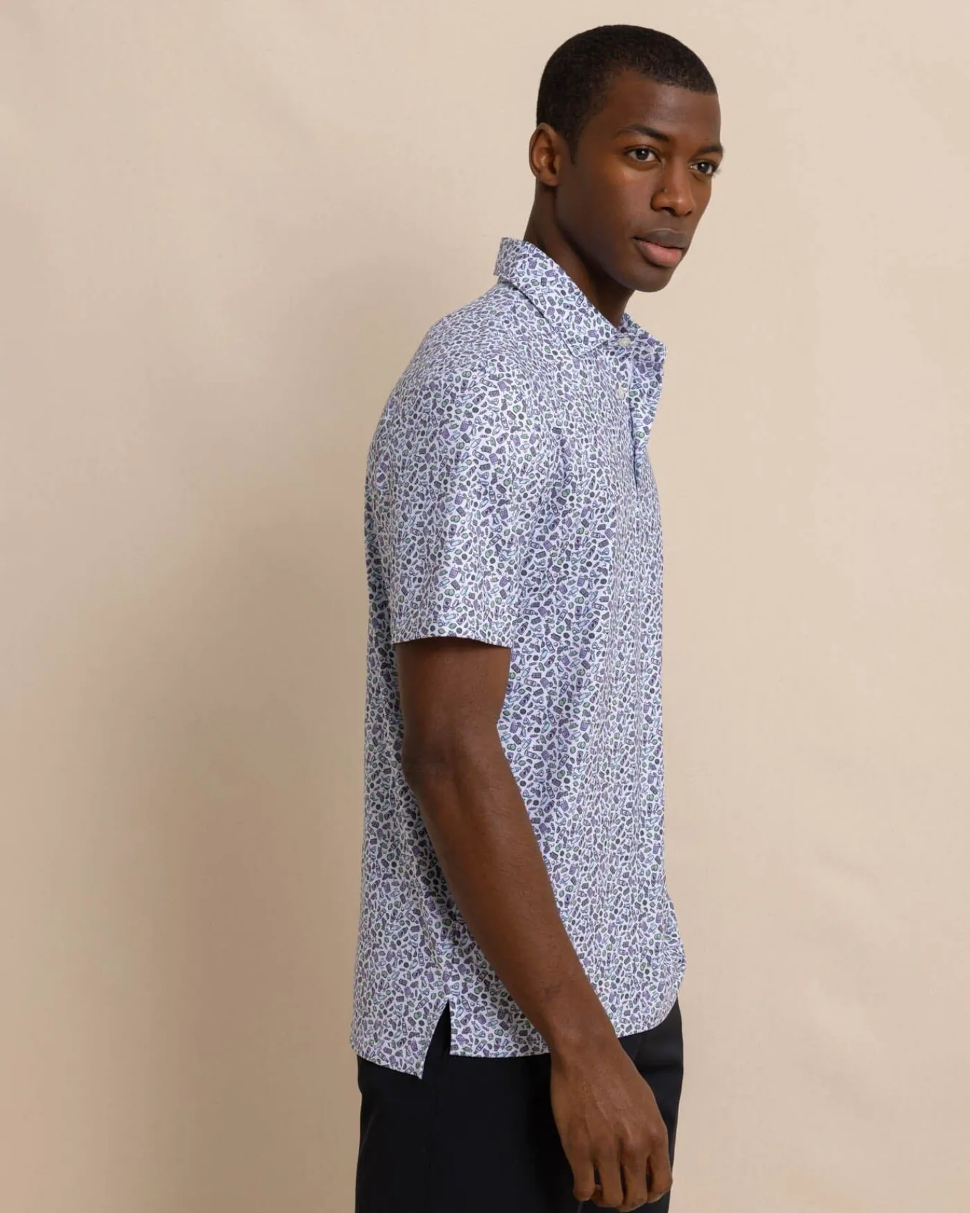 Outlet Southern Tide Driver Dazed And Transfused Printed Polo Classic White