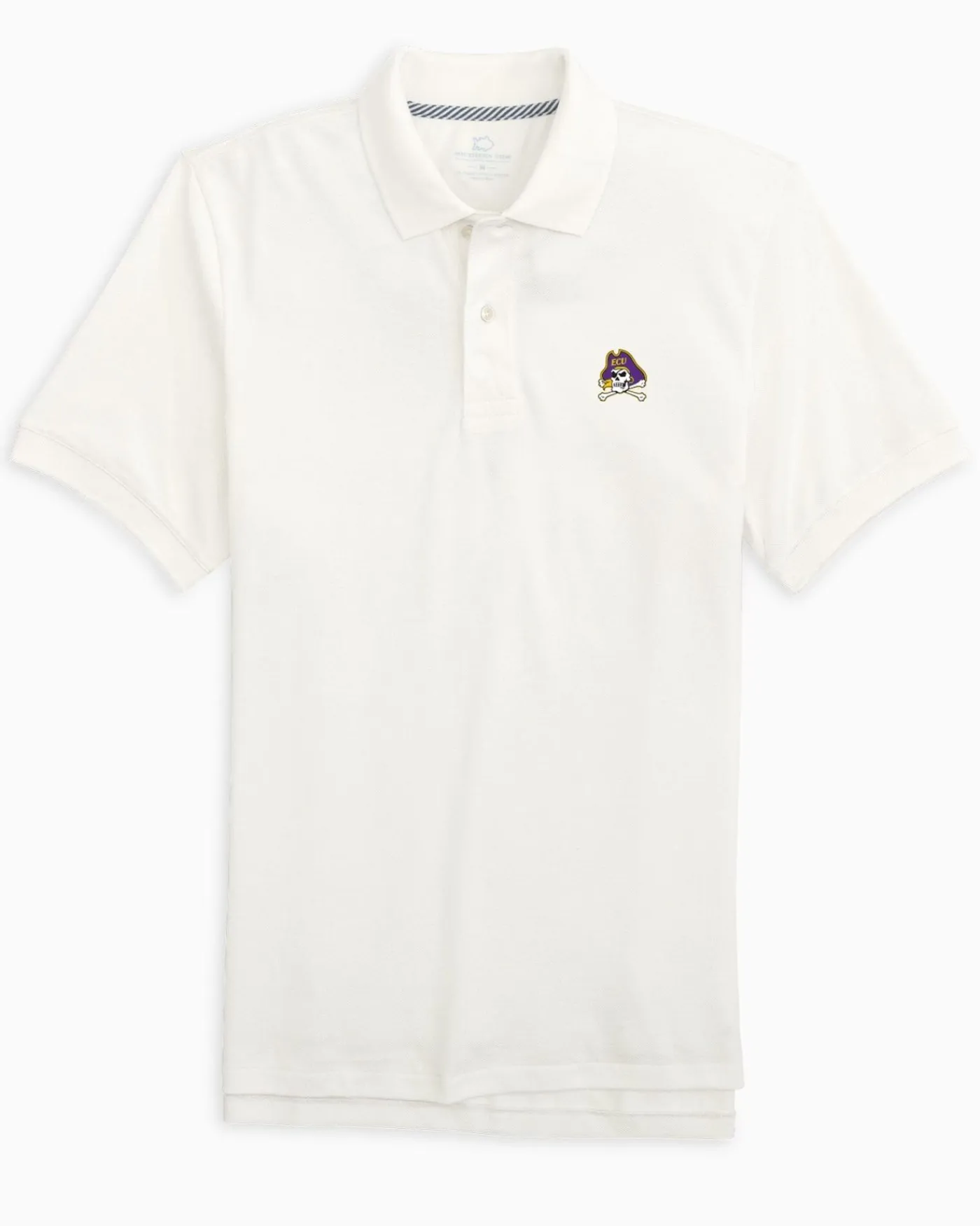 Cheap Southern Tide East Carolina Pirates Skipjack Polo Classic White