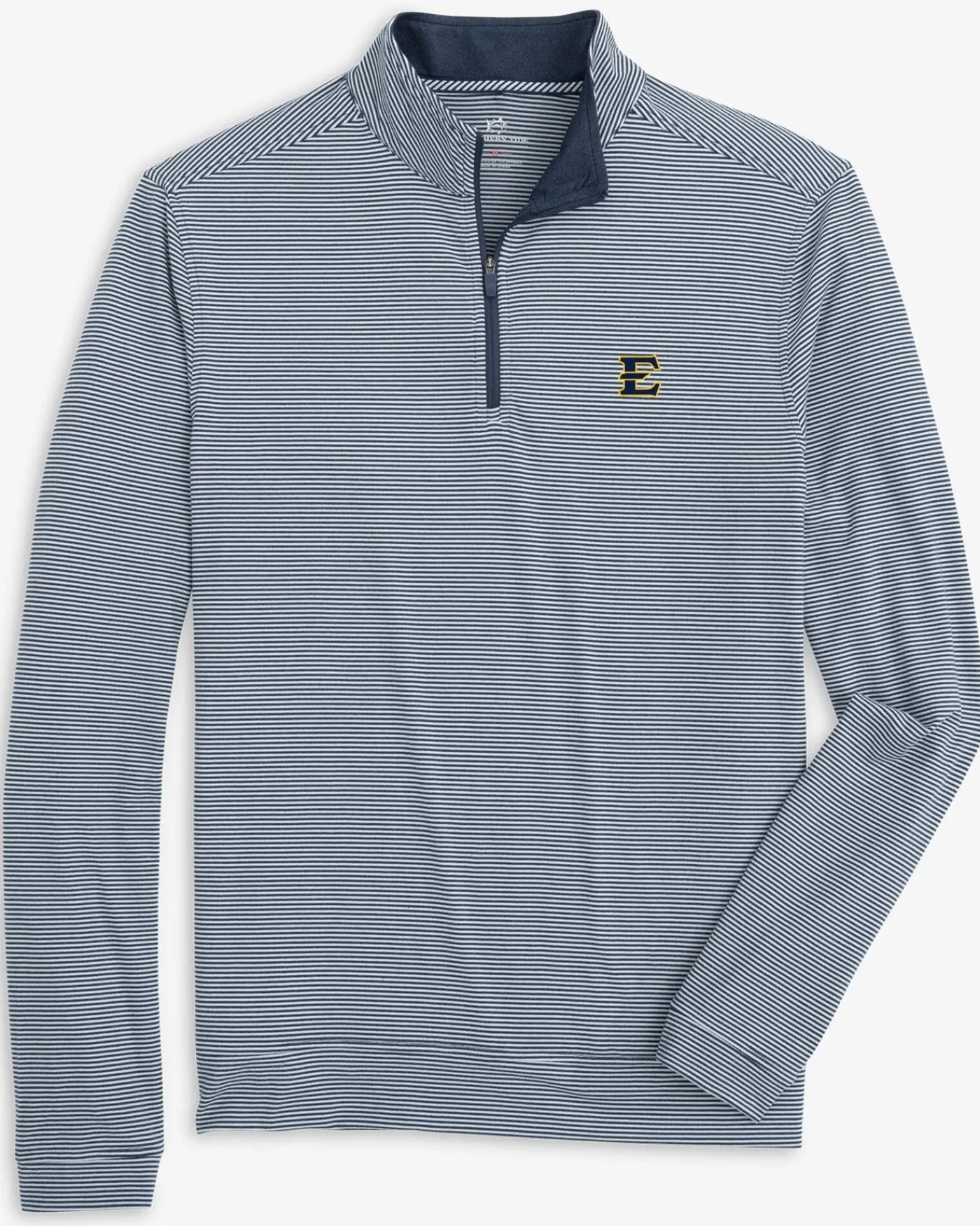 Flash Sale Southern Tide East Tennessee State Cruiser Micro-Stripe Heather Quarter Zip Heather Navy