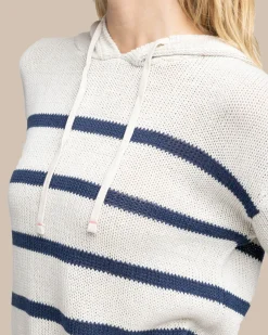 Fashion Southern Tide Everlee Striped Hoodie Sweater Stone