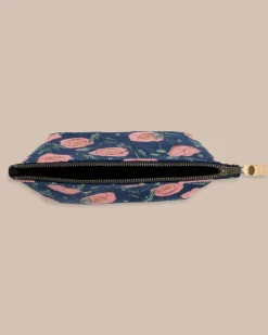 New Southern Tide Floral Travel Pouch Navy