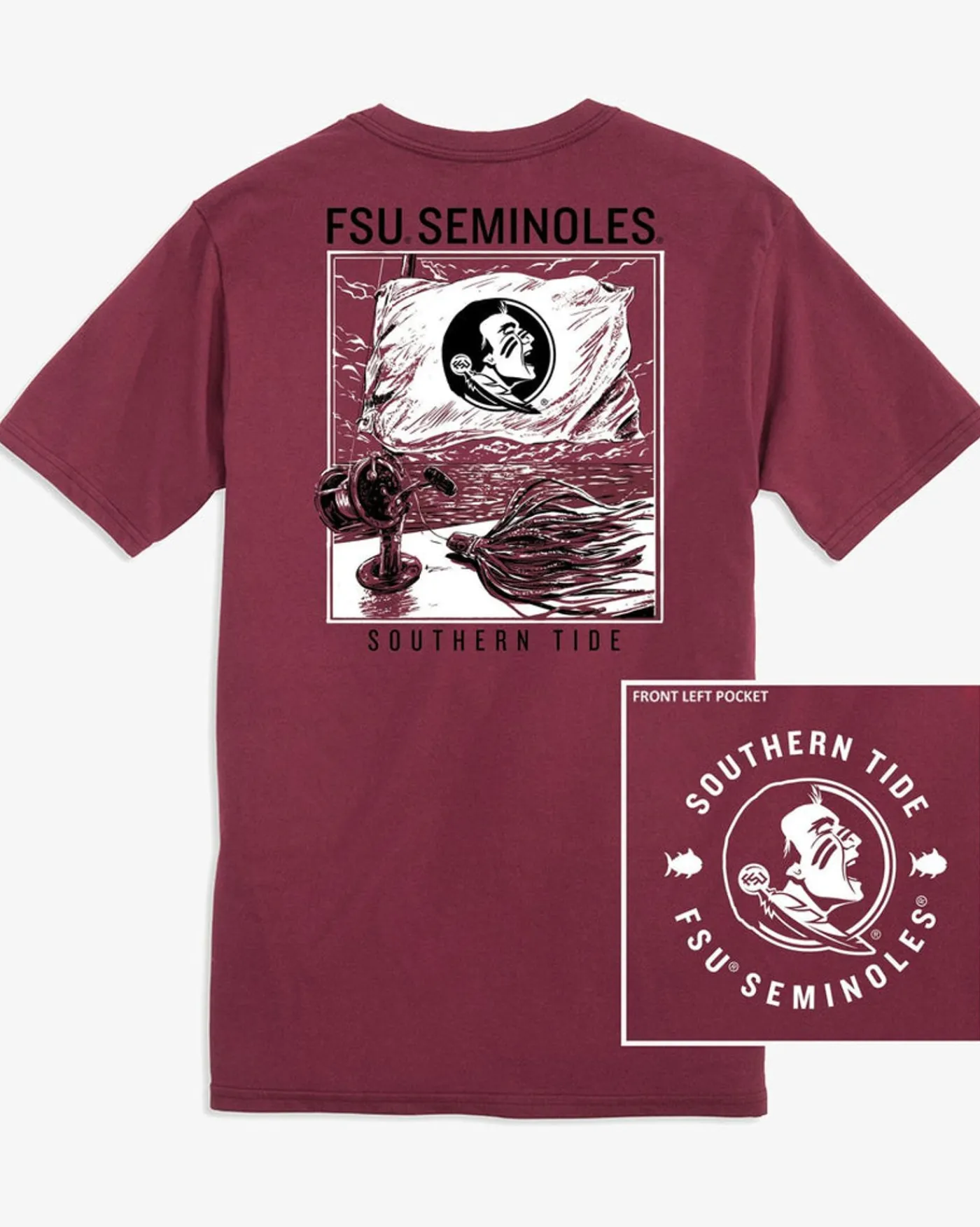 Shop Southern Tide Fsu Seminoles Fishing Flag T-Shirt Chianti