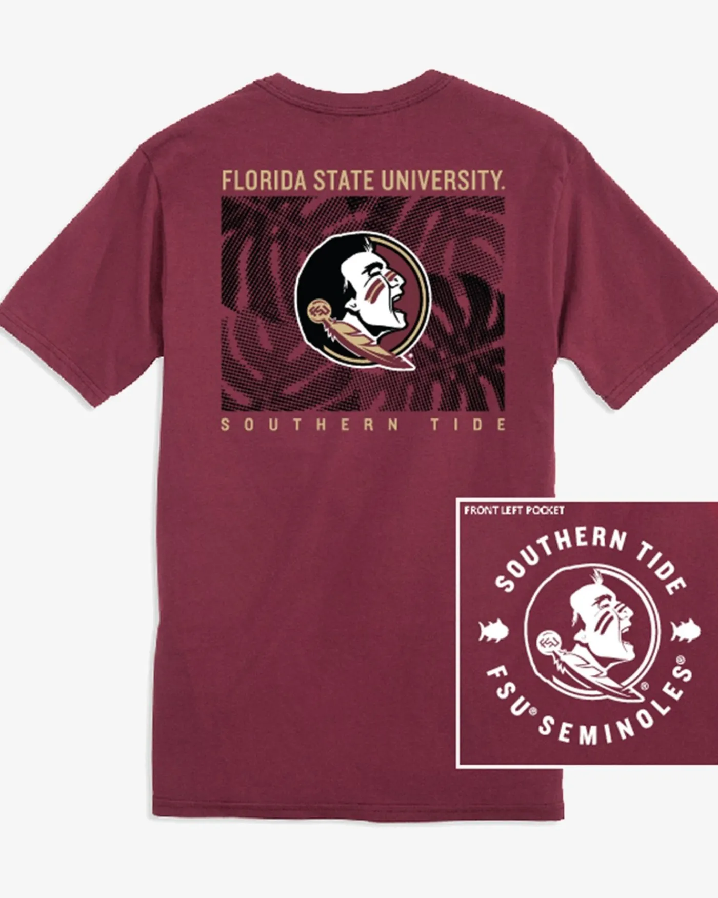 Online Southern Tide Fsu Seminoles Halftone Monstera T-Shirt Chianti