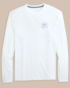 Sale Southern Tide Geometric Striped Long Sleeve Performance T-Shirt Classic White
