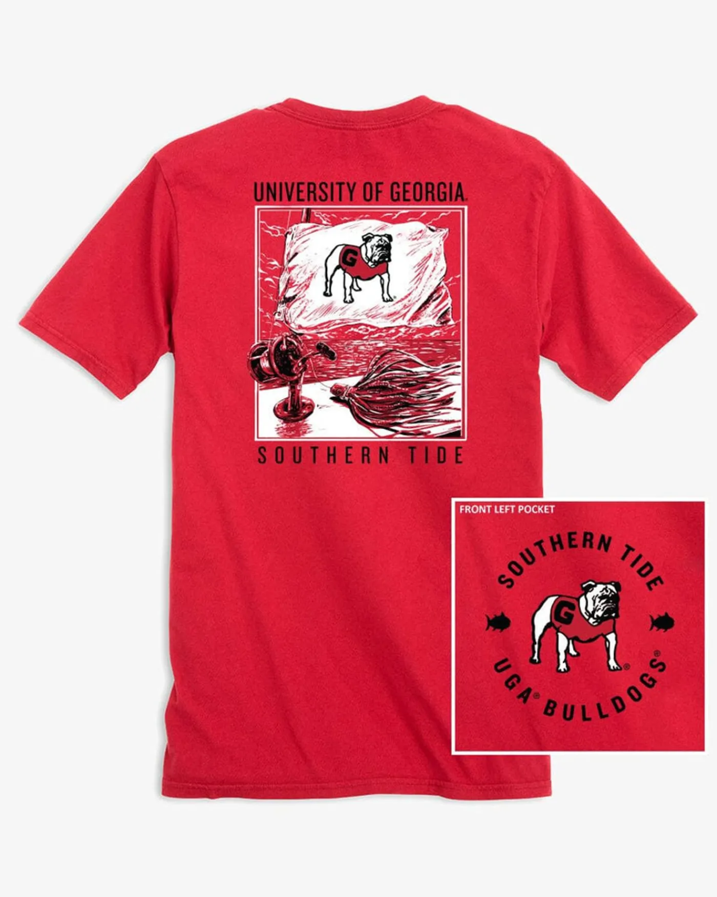 Shop Southern Tide Georgia Bulldogs Fishing Flag T-Shirt Varsity Red