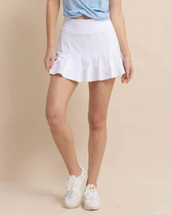Fashion Southern Tide Gwen Solid Pleated Performance Skort Classic White