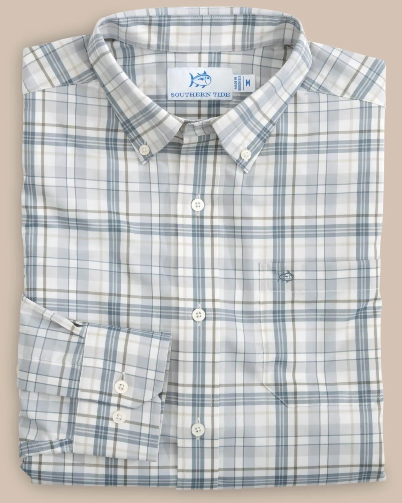 Outlet Southern Tide Highsmith Plaid Sport Shirt Platinum Grey