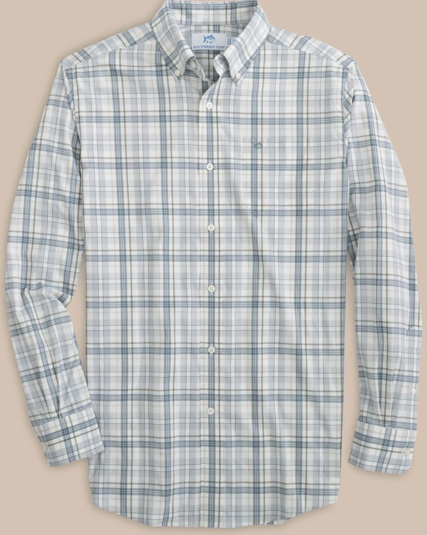 Outlet Southern Tide Highsmith Plaid Sport Shirt Platinum Grey