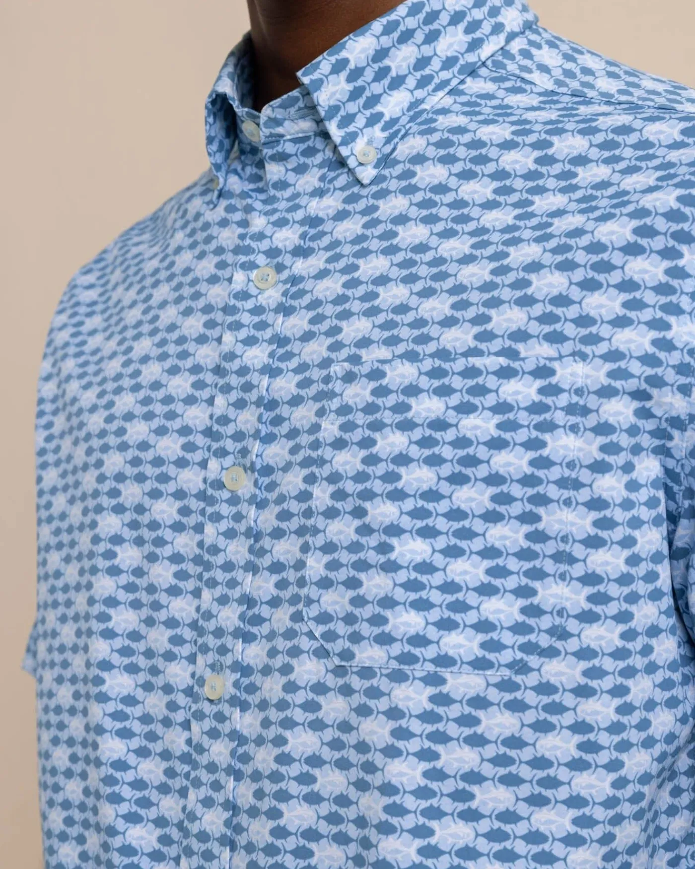 Online Southern Tide Intercoastal Heather Skipping Jacks Short Sleeve Sport Shirt Heather Clearwater Blue