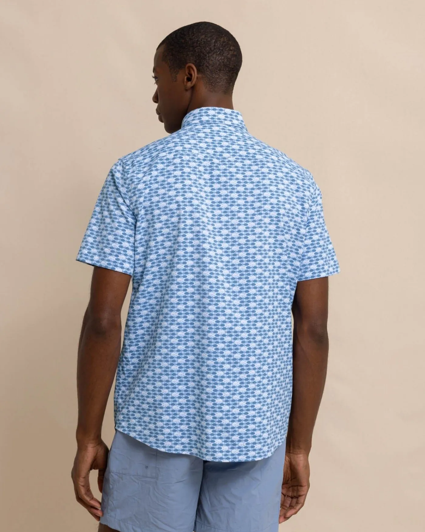 Online Southern Tide Intercoastal Heather Skipping Jacks Short Sleeve Sport Shirt Heather Clearwater Blue