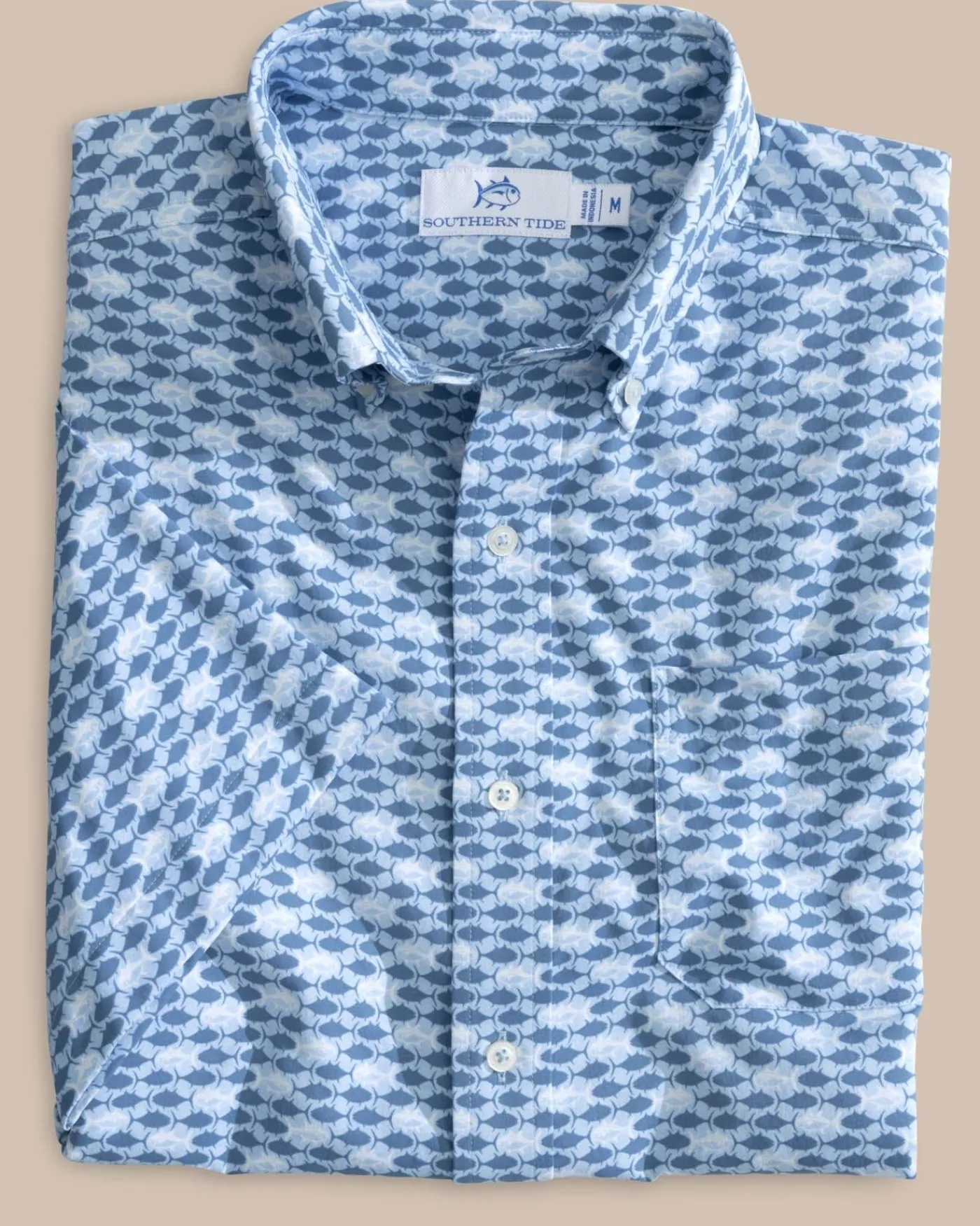 Online Southern Tide Intercoastal Heather Skipping Jacks Short Sleeve Sport Shirt Heather Clearwater Blue