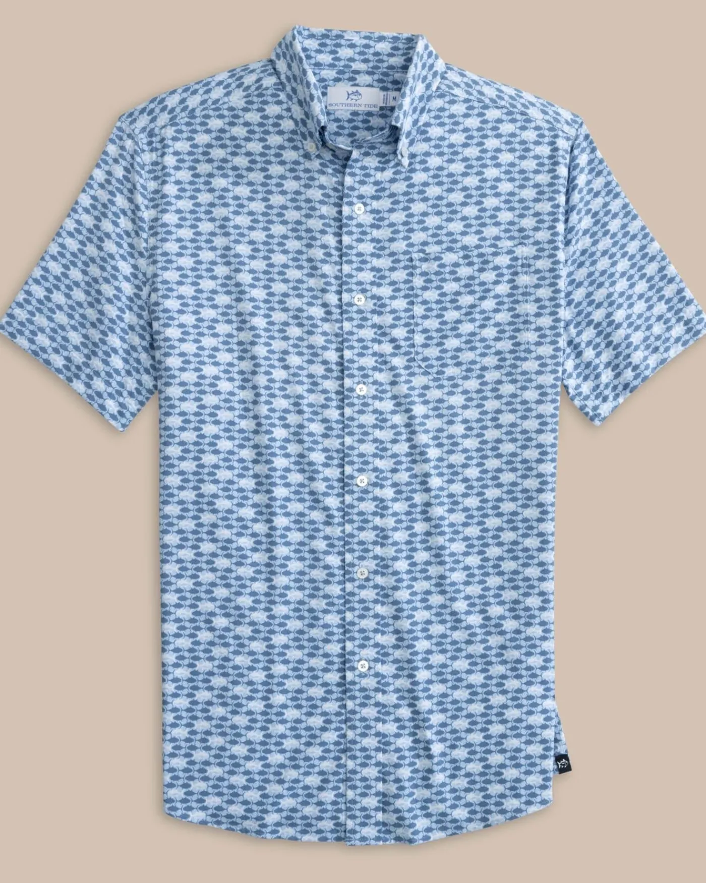 Online Southern Tide Intercoastal Heather Skipping Jacks Short Sleeve Sport Shirt Heather Clearwater Blue