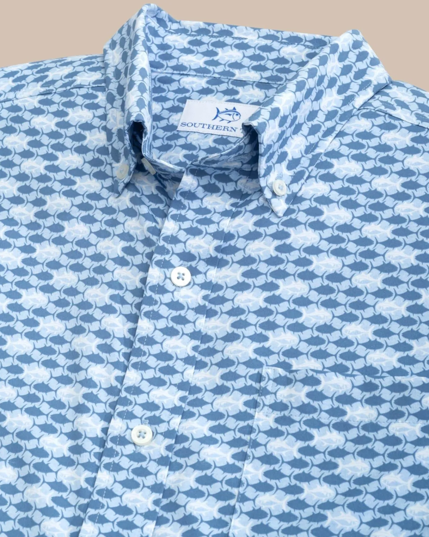 Online Southern Tide Intercoastal Heather Skipping Jacks Short Sleeve Sport Shirt Heather Clearwater Blue