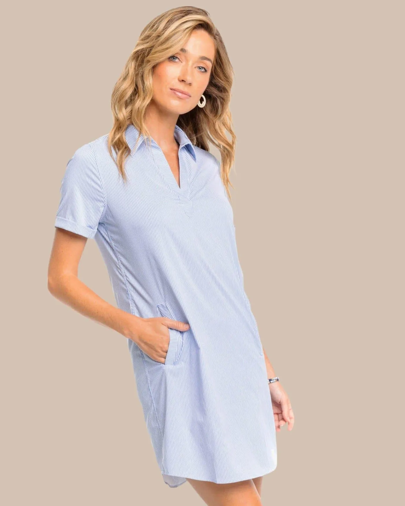 Best Sale Southern Tide Kamryn Brrr°® Intercoastal Stripe Dress Cobalt Blue