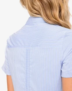 Best Sale Southern Tide Kamryn Brrr°® Intercoastal Stripe Dress Cobalt Blue