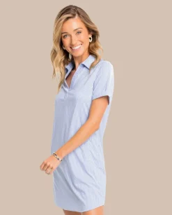 Best Sale Southern Tide Kamryn Brrr°® Intercoastal Stripe Dress Cobalt Blue