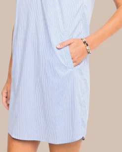 Best Sale Southern Tide Kamryn Brrr°® Intercoastal Stripe Dress Cobalt Blue