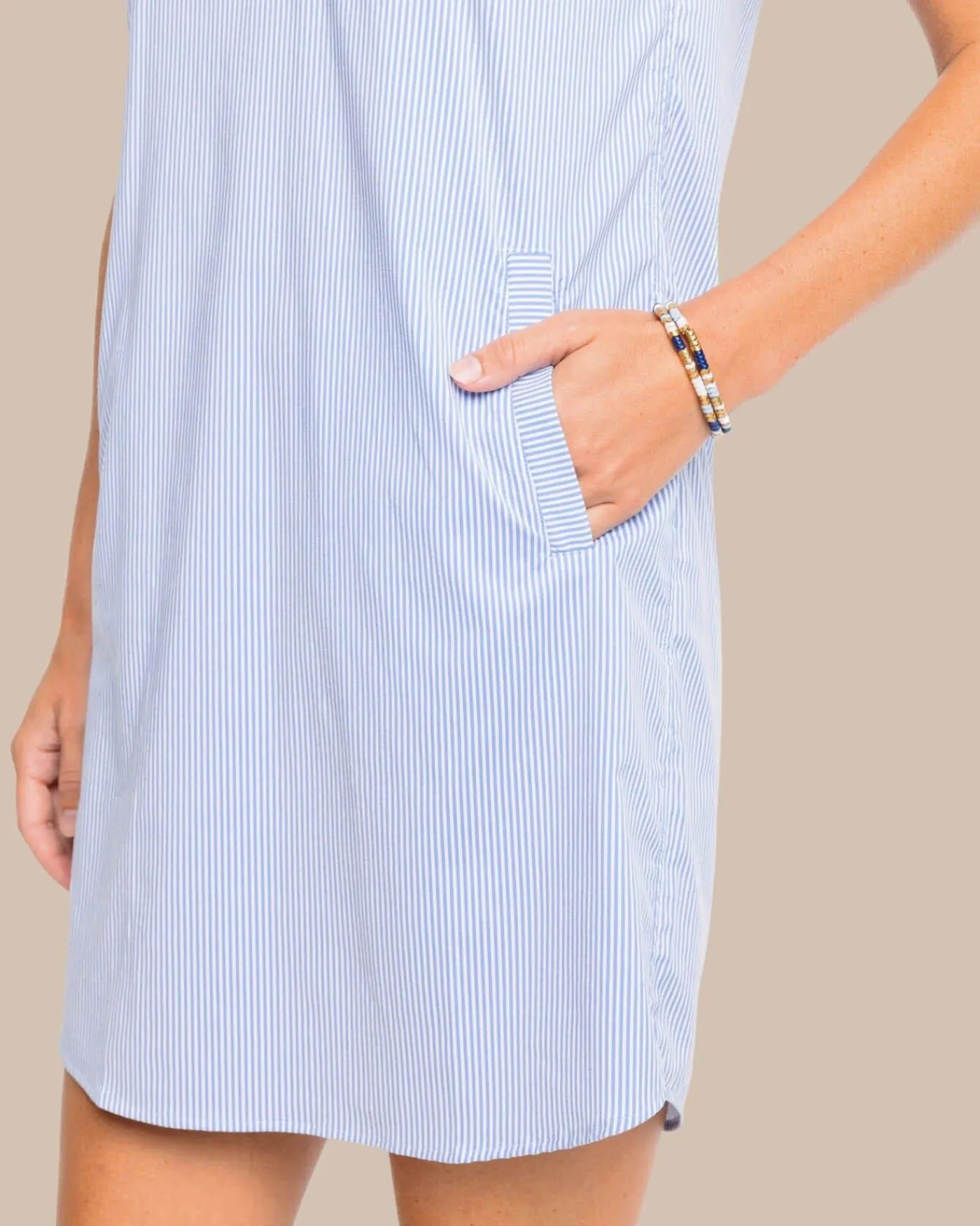 Best Sale Southern Tide Kamryn Brrr°® Intercoastal Stripe Dress Cobalt Blue