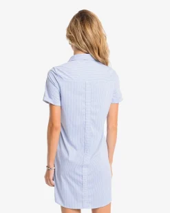 Best Sale Southern Tide Kamryn Brrr°® Intercoastal Stripe Dress Cobalt Blue