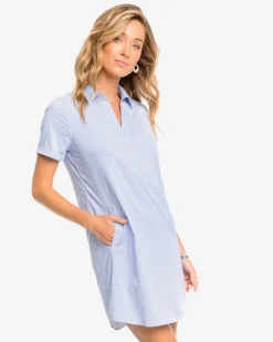 Clearance Southern Tide Kamryn Brrr°® Intercoastal Stripe Dress Cobalt Blue