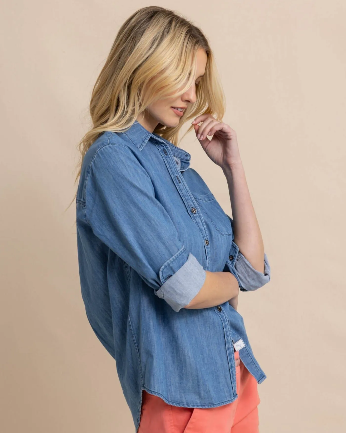 Online Southern Tide Katherine Denim Shirt Medium Wash Indigo