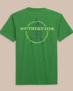 Best Sale Southern Tide Kids Buoy Badge Heather Short Sleeve T-Shirt Heather Foliage Green