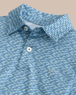 Sale Southern Tide Kids Driver Casual Water Printed Polo Coronet Blue