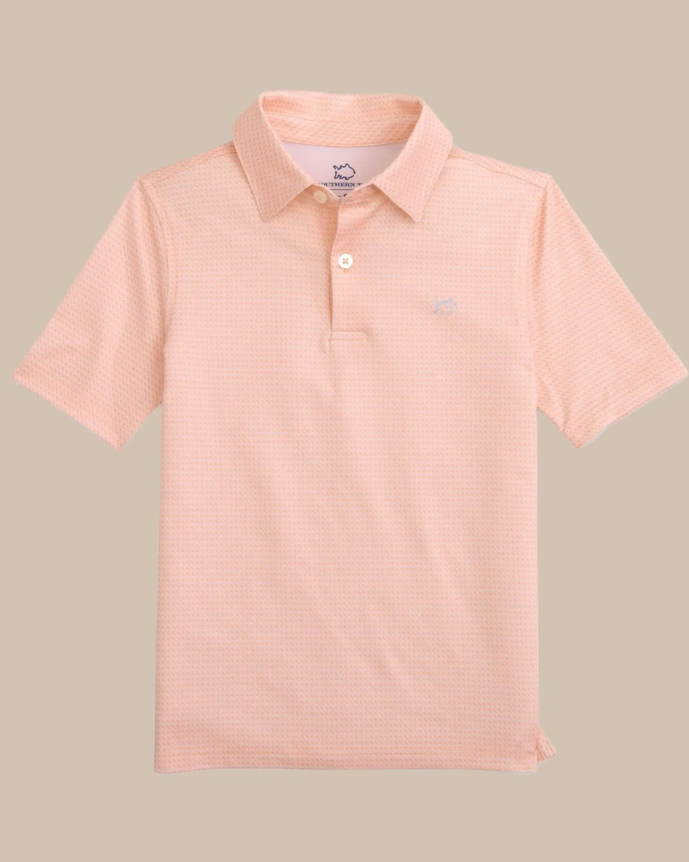 Flash Sale Southern Tide Kids Driver Getting Ziggy With It Printed Polo Apricot Blush Coral