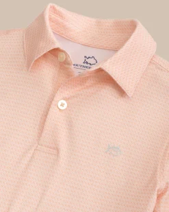 Flash Sale Southern Tide Kids Driver Getting Ziggy With It Printed Polo Apricot Blush Coral