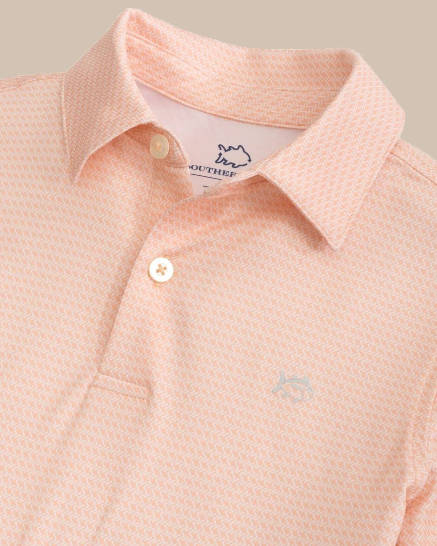 Flash Sale Southern Tide Kids Driver Getting Ziggy With It Printed Polo Apricot Blush Coral