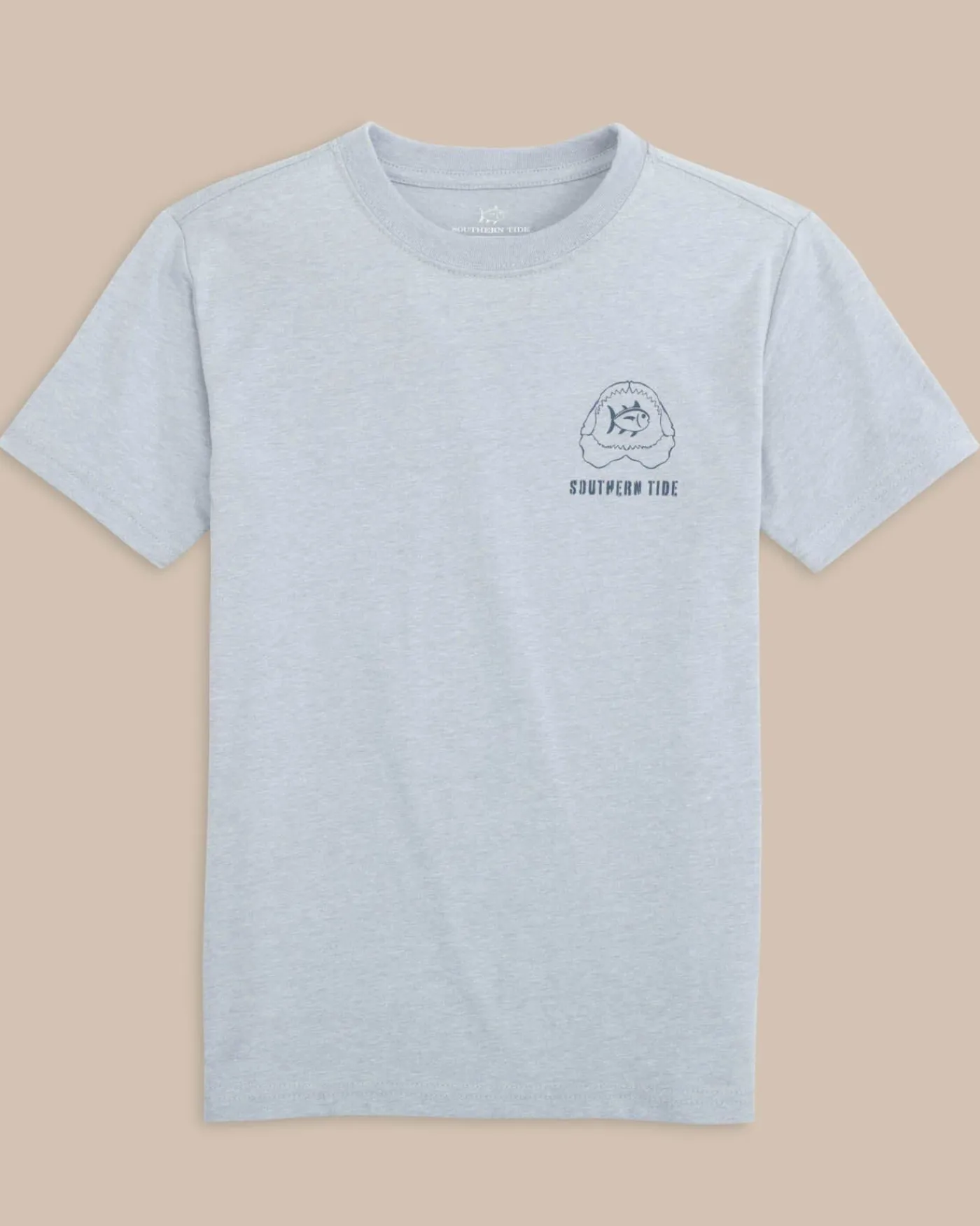 Store Southern Tide Kids Heather Shark Plank Short Sleeve T-Shirt Heather Platinum Grey