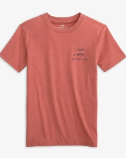 Cheap Southern Tide Kids Sketched Baseball Heather T-Shirt Heather Dusty Coral