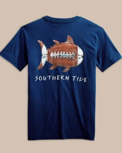 Best Sale Southern Tide Kids Sketched Football Heather T-Shirt