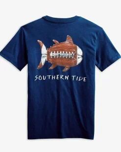 Best Sale Southern Tide Kids Sketched Football Heather T-Shirt