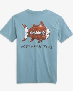 Best Sale Southern Tide Kids Sketched Football Heather T-Shirt