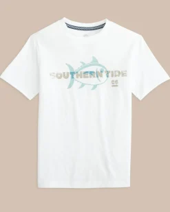 New Southern Tide Kids St Overlay Performance Short Sleeve T-Shirt Classic White