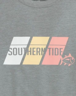 New Southern Tide Kids St Tri Block Heather Short Sleeve Performance T-Shirt Heather Platinum Grey