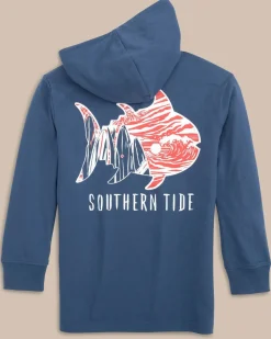 Outlet Southern Tide Kids Surfing Skipjack Hoodie T-Shirt Aged Denim