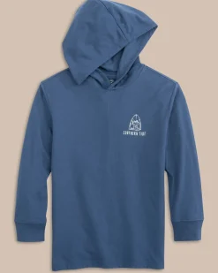 Outlet Southern Tide Kids Surfing Skipjack Hoodie T-Shirt Aged Denim