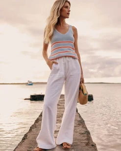 Shop Southern Tide Laken Wide Leg Pant Classic White