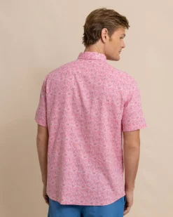 Best Sale Southern Tide Linen Rayon Ditzy Floral Short Sleeve Sport Shirt