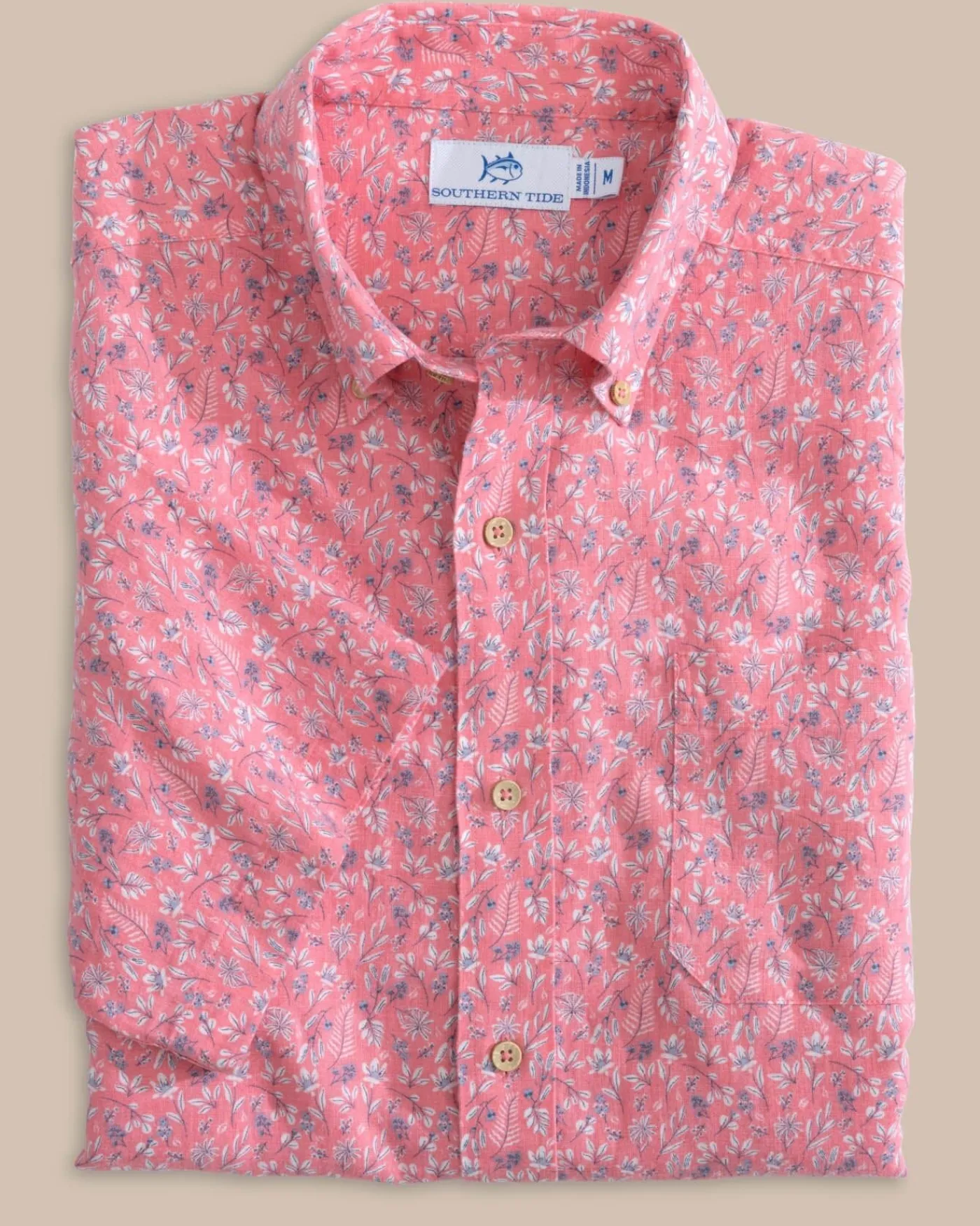 Best Sale Southern Tide Linen Rayon Ditzy Floral Short Sleeve Sport Shirt