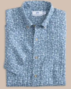 Best Sale Southern Tide Linen Rayon Ditzy Floral Short Sleeve Sport Shirt